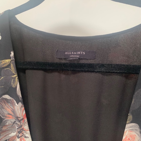 All Saints Jade Eden Dress - Mini Dark Floral Wrap Dress - Size Medium - Picture 8 of 12